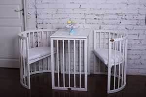 ComfortBaby ovales Kinderbett Babybett 7 in 1 – aufgeklappt